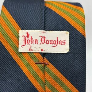 John Douglas Striped Tie with Orange and Green Accents